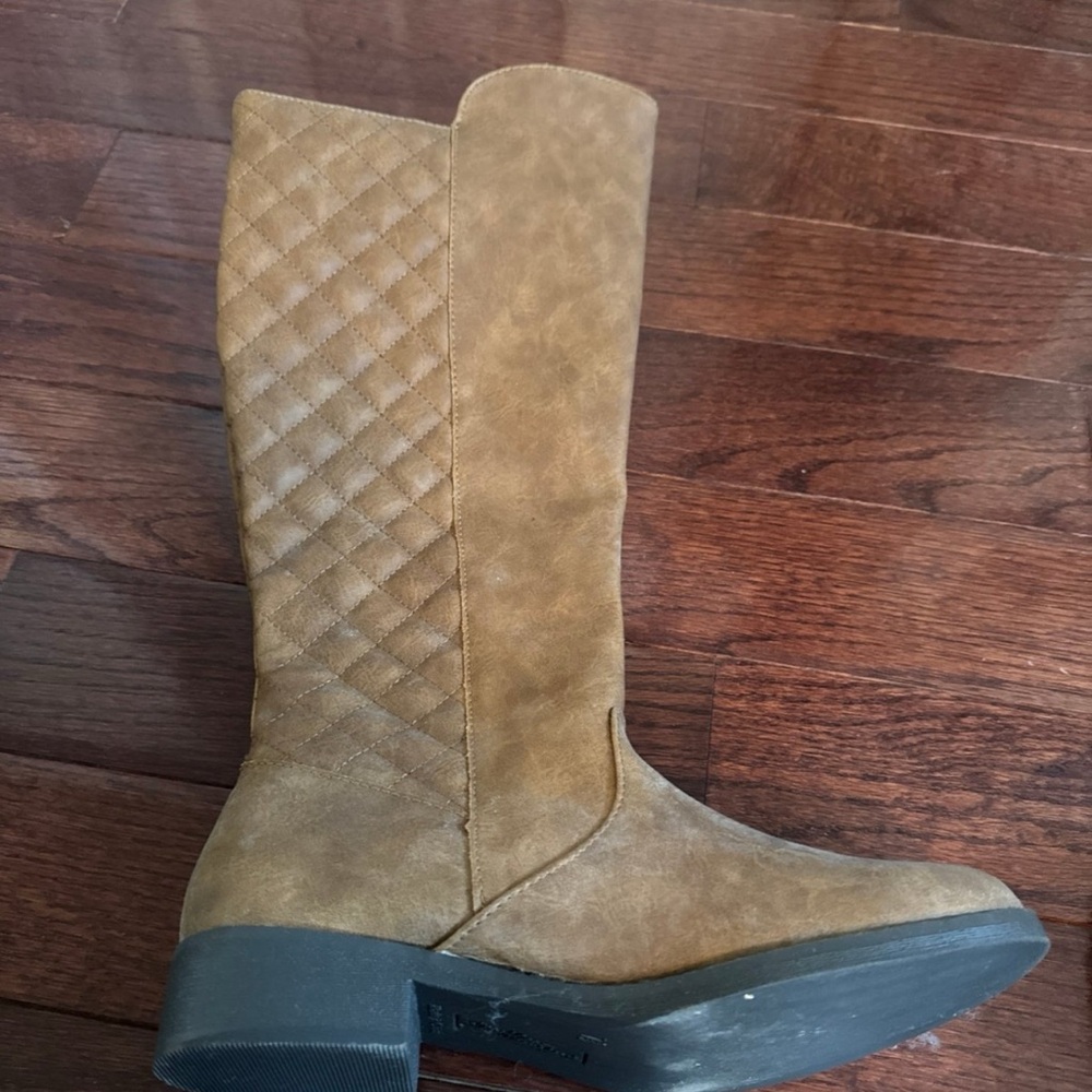 Quilted Tan Knee-High Boots